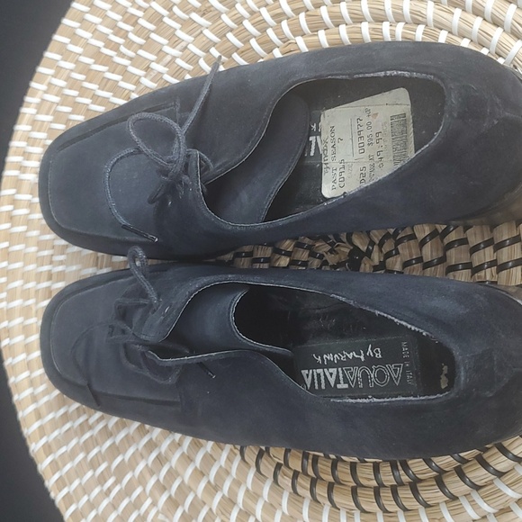Vintage Aquatalia Suede Shoes Lace-up Block Heel UK 7 US 8.5-9 - Picture 16 of 16